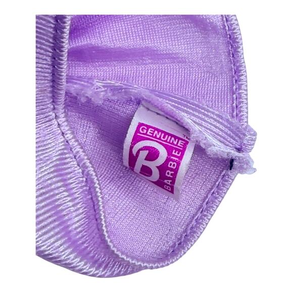 Barbie Doll Clothes Stacie Dress Purple Mini Fit Flare Silver Bow Belted Front - Picture 3 of 4